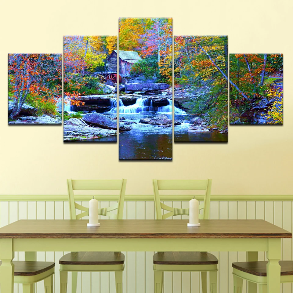5 панель модульного Wall Art Картины художественное украшение для дома крик водопад