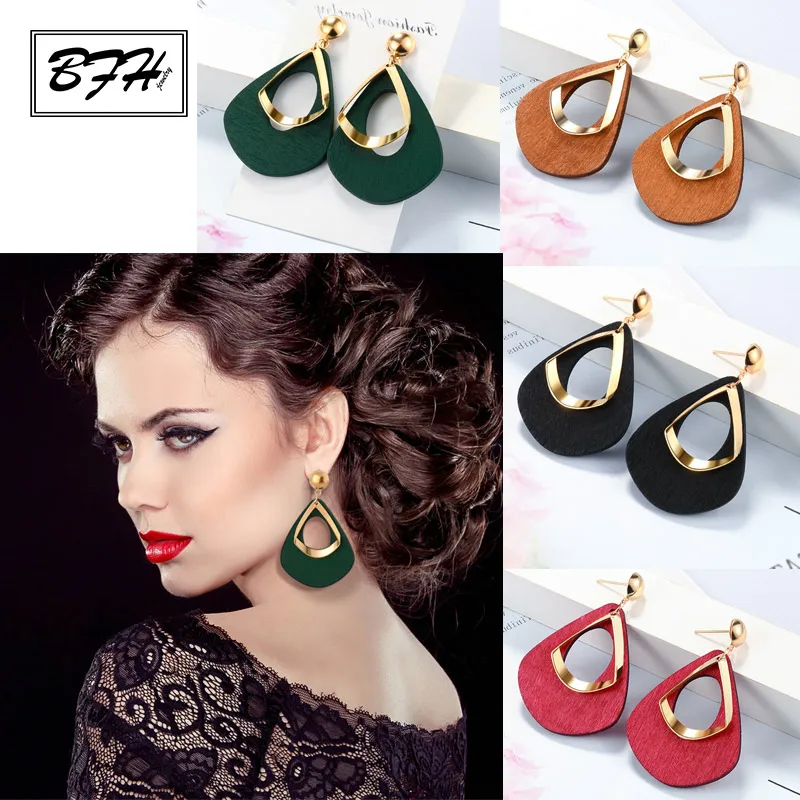 Серьги-подвески BFH женские винтажные металлические геометрические деревянные 2019