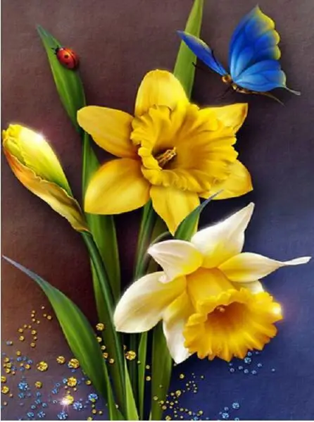 

DIY Бриллиантовая Вышивка Желтая цветочная картина Алмазная вышивка крестиком набор Алмазная мозаика Картина Бабочка домашнее украшение