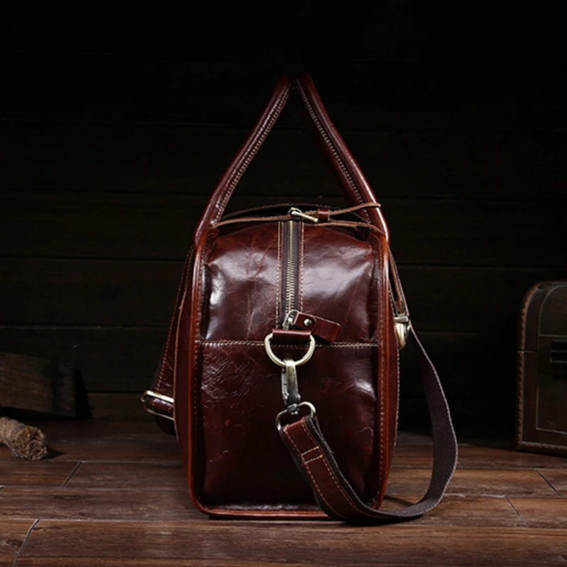 Мужская деловая сумка тоут через плечо вместительный портфель в стиле ретро из