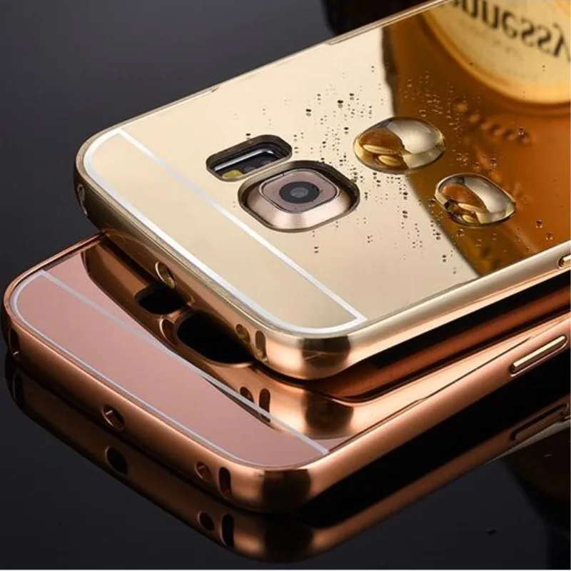 Зеркальные Чехлы для Samsung Galaxy S6 S6Edge металлический алюминиевый бампер Жесткий ПК