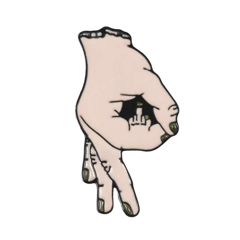 Punk Skeleton Hand Pins and Brooches Metal OK Fist Handshake Large Enamel Pin Badges Various gestures Jewelry for women men Gift - Окраска металла: Style 4