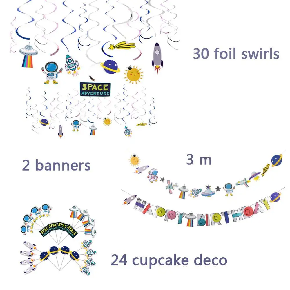 33 шт. космическая тематическая вечеринка на день рождения украшение завитки из
