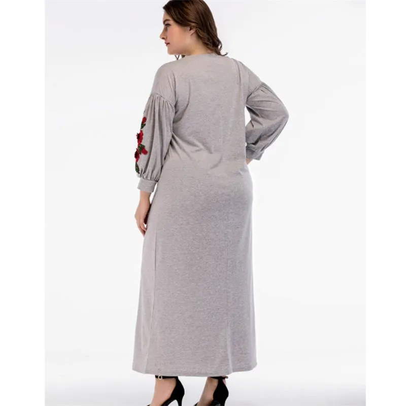 Женское повседневное элегантное платье с цветочным принтом размера плюс осень