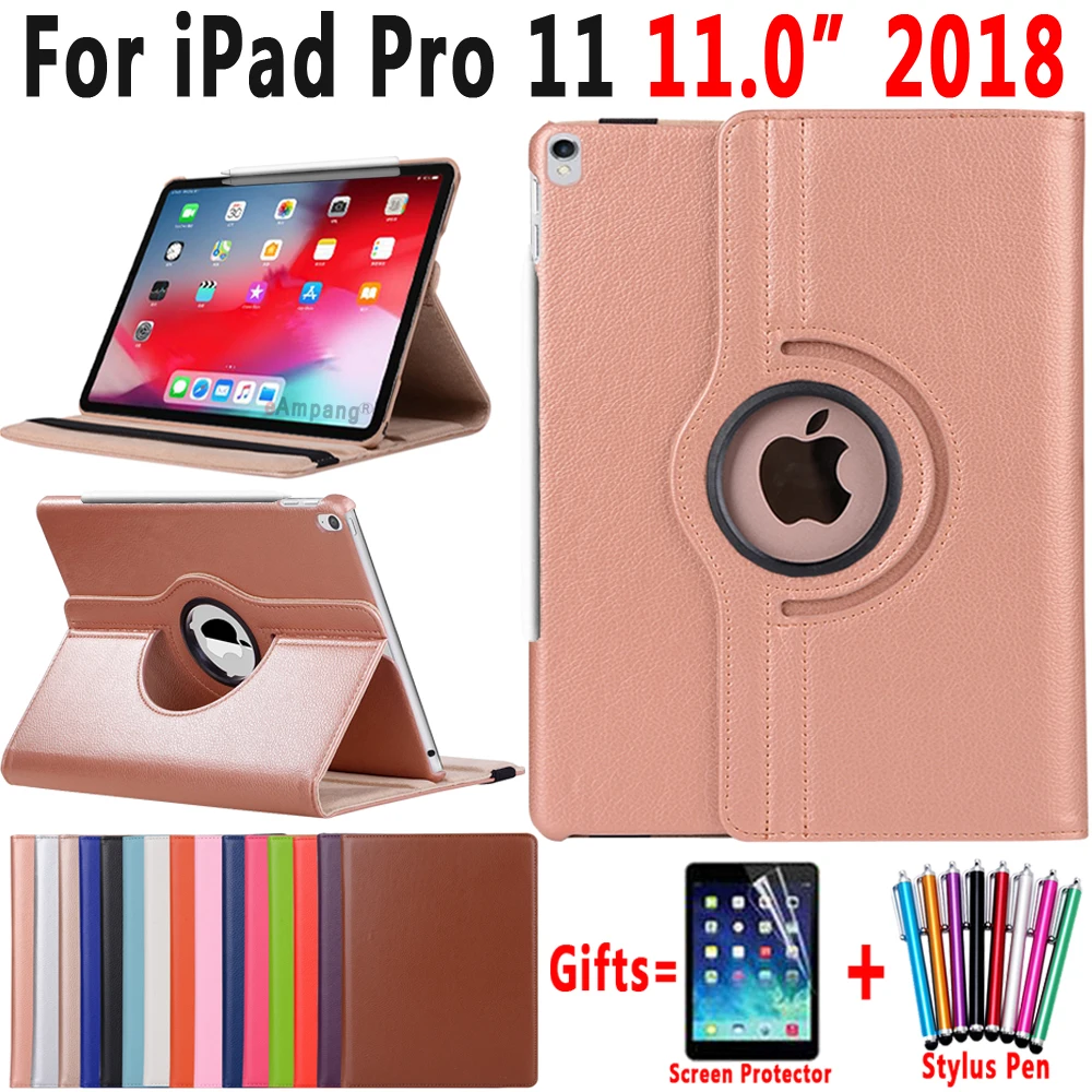 Кожаный умный чехол с поворотом на 360 градусов для Apple iPad Pro 11, A2013, A80, a1989, A1934, умный чехол для сна