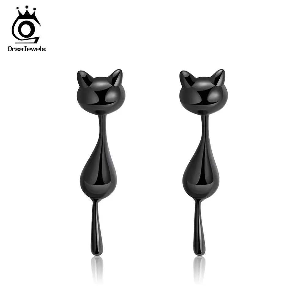 ORSA JEWELS 925 пробы серебряные женские серьги в форме сказочного эльфа, серьги-гвоздики в форме угловых крыльев, серебряные ювелирные изделия Brincos OSE97