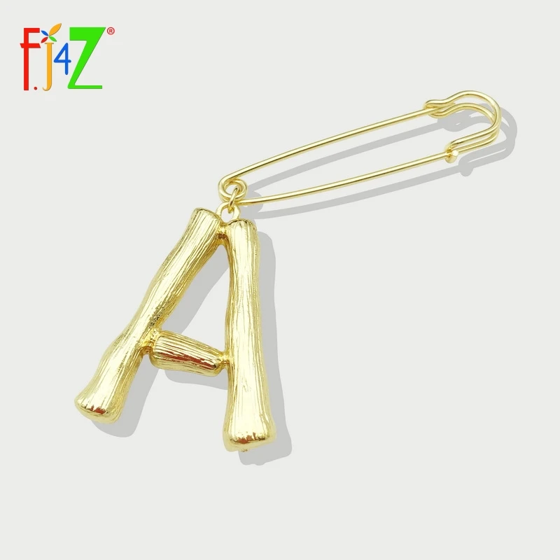 

F.J4Z Hot Women Alphabet Brooches Alloy Big 26 Letters Brooch Pins Female Golden Initials Accessories Iniciales broches Pins