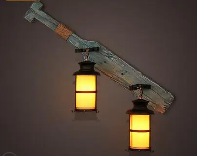 

Nordic restaurant Wall Lamps creative special offer retro cafe bar simple wooden double wall lights clothing storeLU80252