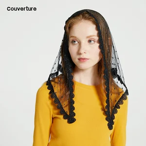 Модный женский шарф с черной и золотой вуалью бесконечности, кружевная накидка для подружек невесты, католическая Часовня, треугольные шарфы