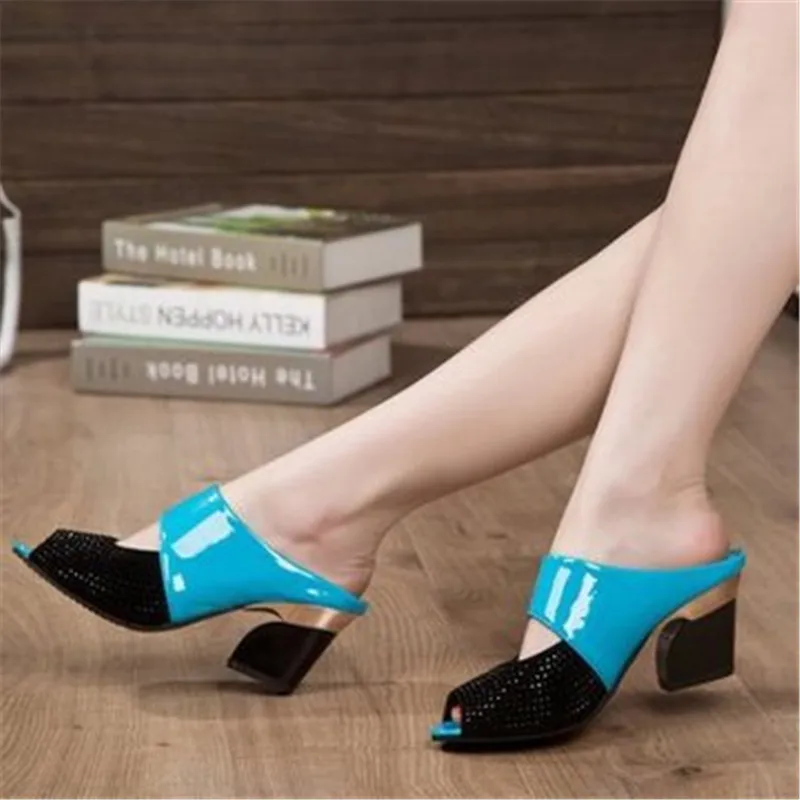 Summer Fashion Casual Women's Peep Toe Slippers Ladies Fish Mouth Sandals 2019 New Thick Heel Non-slip Shoes | Обувь