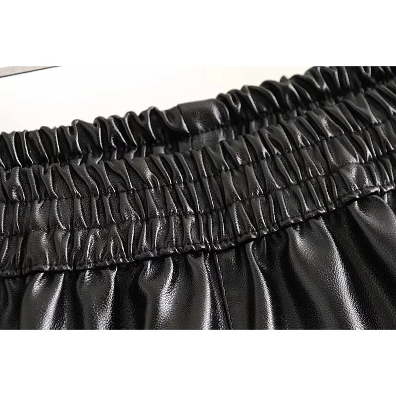 2018 New PU Silve Leather Shorts Women Black High Quality Short Pant Women's Sexy Loose Casual Solid Pants pantalon corto mujer | Женская