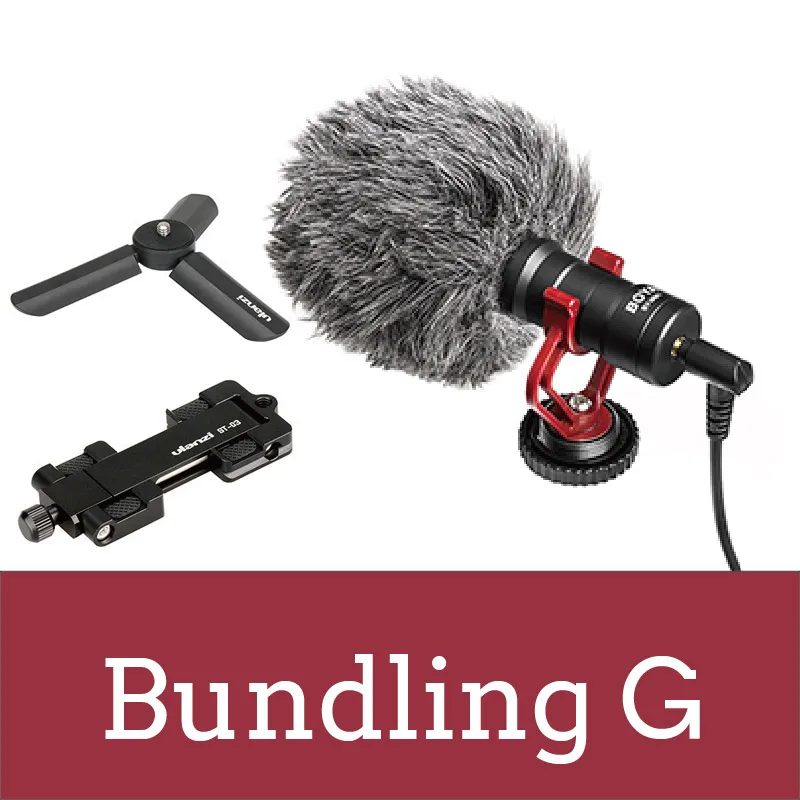 Bundling G BOYA BY-MM1 компактный накамерный видео микрофон Youtube Vlogging Запись микрофон для IPhone Nikon Canon DSLR камеры видеокамеры - Цвет: Bundling G