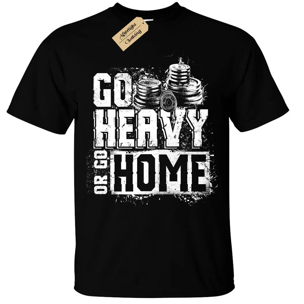 GO HEAVY OR HOME Мужская футболка S 5XL гимнастический тренажер Бодибилдинг|Мужские