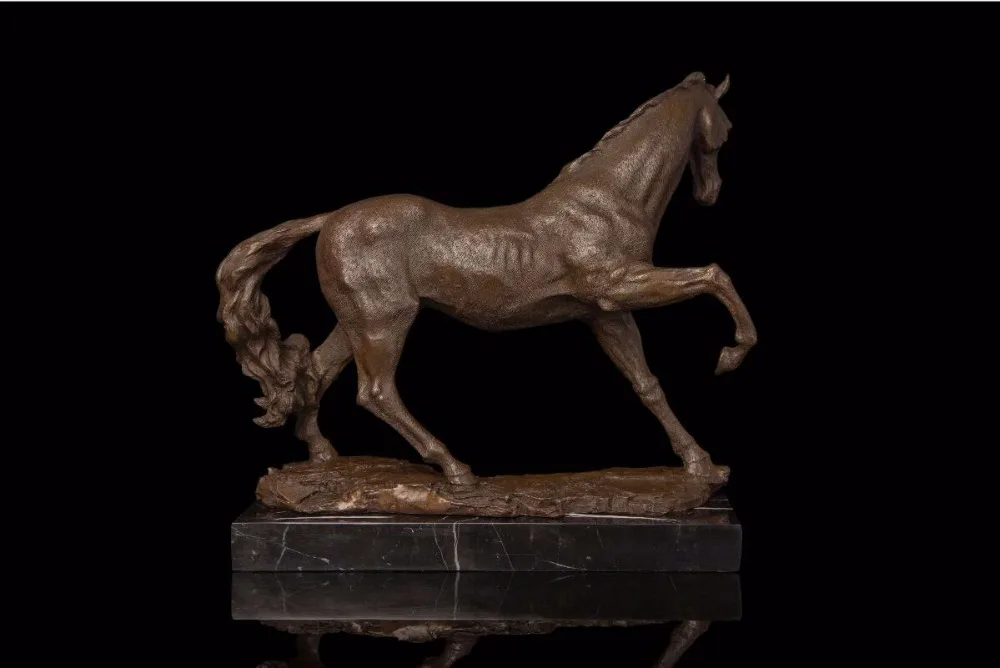 34 CM Western Art Deco Pure Bronze Marble Fine Horse Equine Ornament Sculpture | Дом и сад