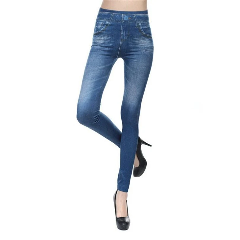 

CHSDCSI Casual Female Pants Sexy Legging Push Up Slim Women High Waist Trousers Blue Leggins