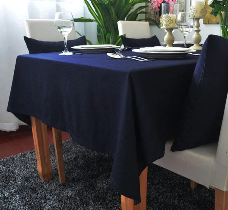 

1-Piece Cotton Solid Color Purple Table Cloth Rectangle Tablecloth For Dining Table Thick Table Cover Customizable