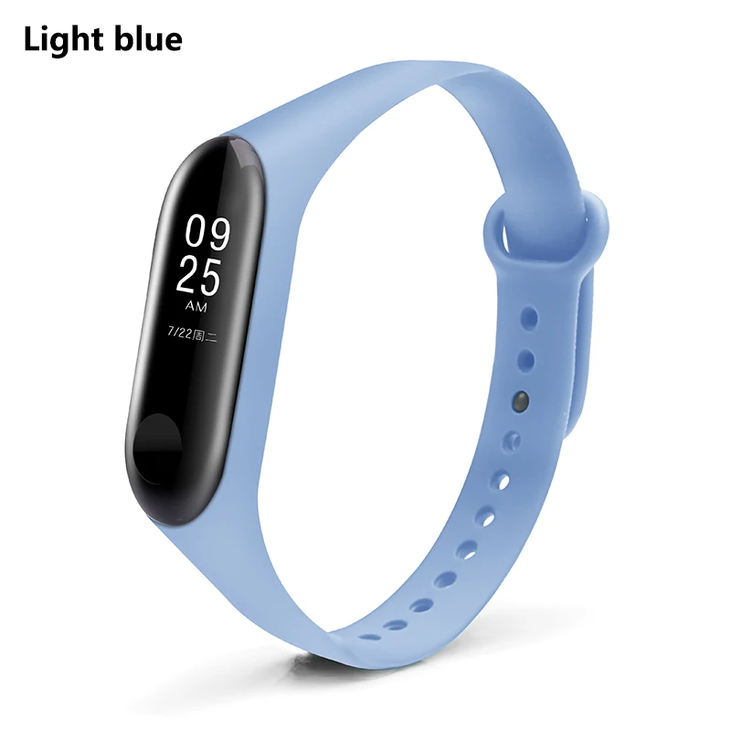 BOORUI новейший mi band 3 ремешок pulsera mi band 3 ремешок Силиконовый Модный ремешок на запястье Замена для xiaomi mi 3 Смарт-браслеты - Цвет: Light Blue