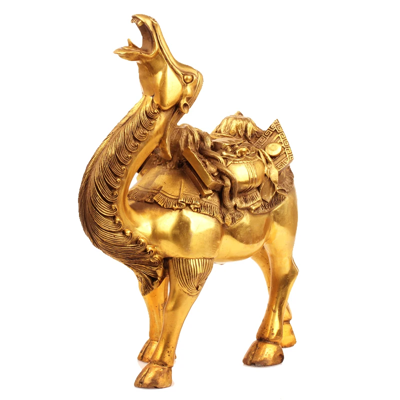 Feng Shui украшения дома чистый китайский латунный Медь Статуэтка медный верблюд