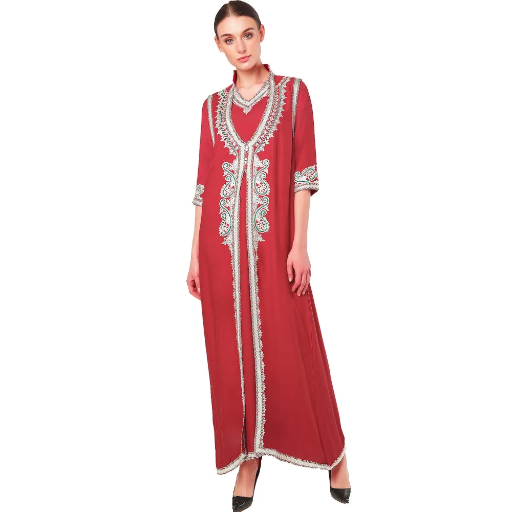 Женская мусульманская одежда макси платье с длинным рукавом марокканский кафтан