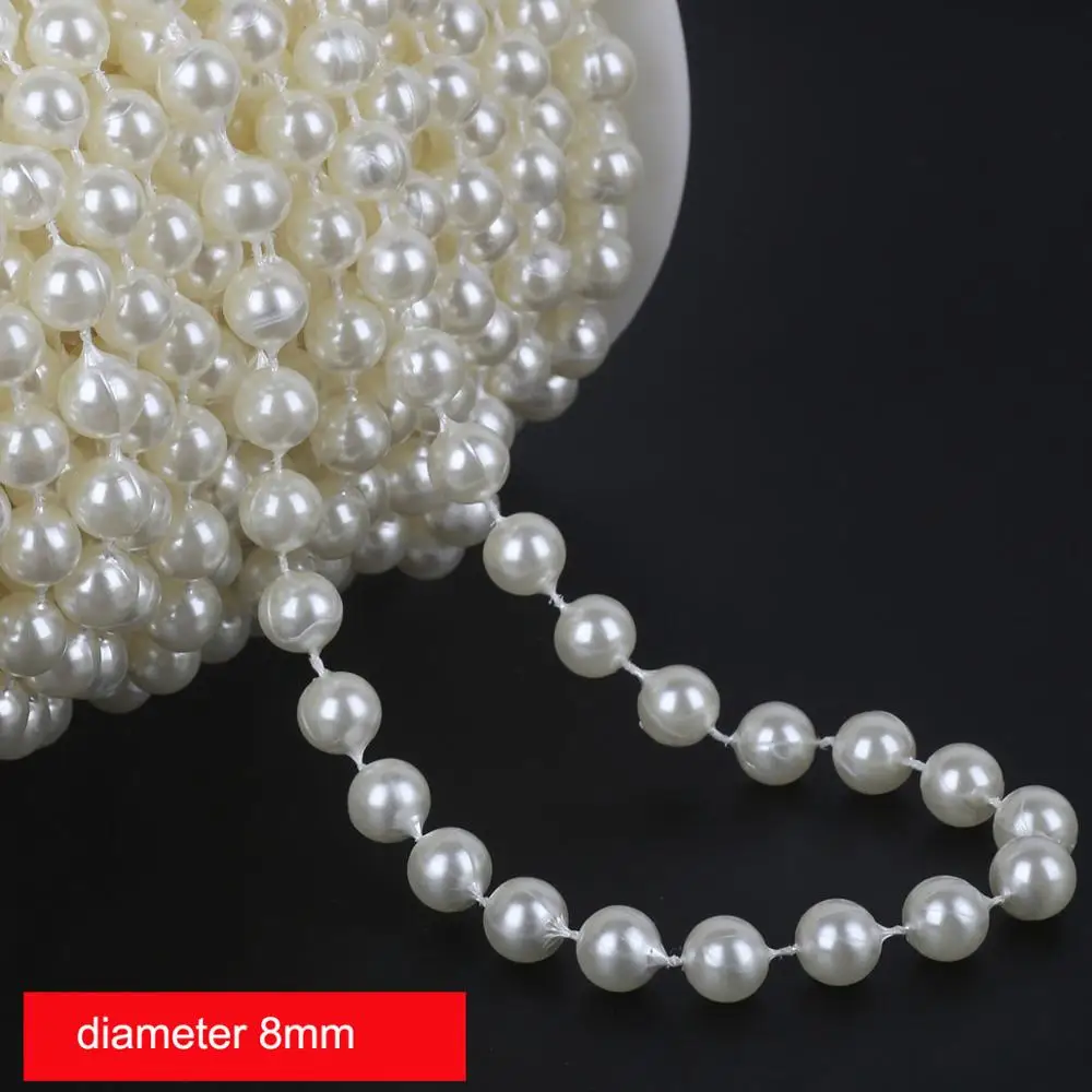 8mm 2Meters 2 м/лот, имитация жемчуга, бисер, линия, отделка цепи, жемчуг для рукоделия, Свадебный букет невесты, украшение, ювелирное изделие, аксессуары - Цвет: 8mm 2Meters
