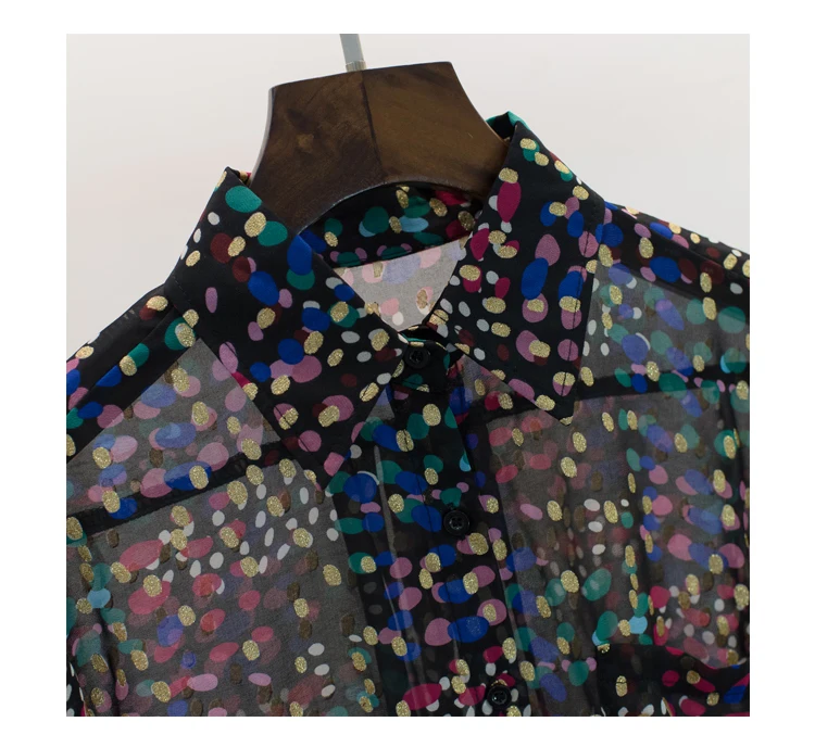 Новинка 2018 г. Весенняя мода 2Pic сладкий горошек рубашка с принтом отложной