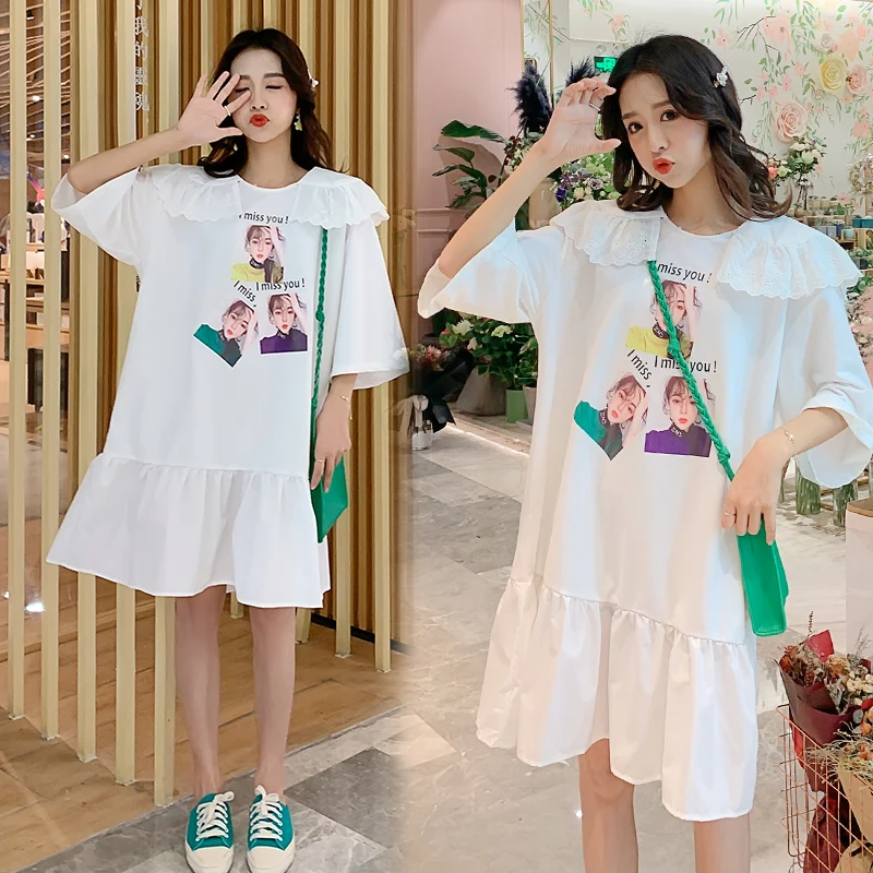 Новинка 2019 года Брендовое летнее платье для беременных милое с оборками и