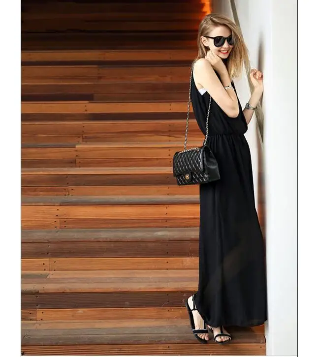 Женщины Шифон Комбинезон 2017 Лето Рукавов Глубокий V Шеи Широкую Ногу Брюки Общая