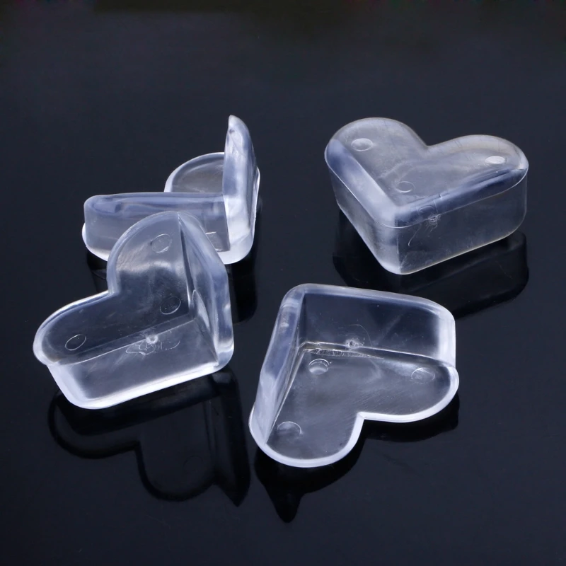 Protector de seguridad para ni&ntilde;os en forma de coraz&oacute;n, protecci&oacute;n para bordes de esquina, mesa de escritorio, cuidado de seguridad para beb&eacute;s, 4 Uds.-3
