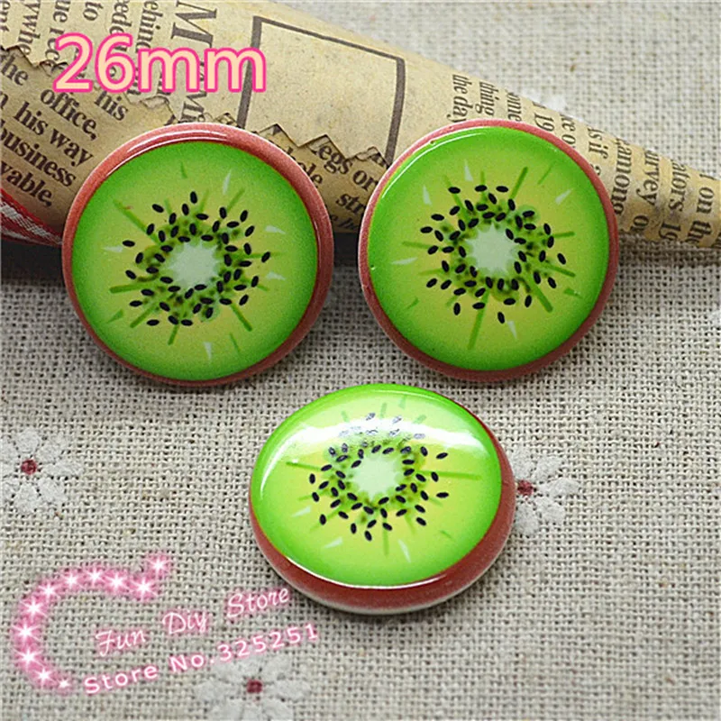 

10 шт. 26 мм полимерные Кабошоны с плоской задней стороной, киви, фрукты, украшения для кукольного домика, миниатюры, детский центр для волос