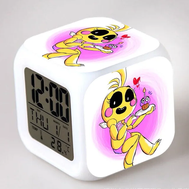 Сливовый Five Nights At Freddy's светодиодный Будильник FNAF Bonnie Foxy Freddy Fazbear часы с дизайном «Медведь» ночные световые часы пластиковая игрушка - Цвет: Сливовый