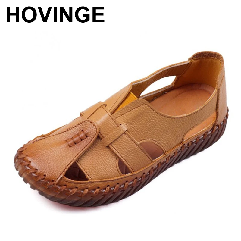 Сандалии HOVINGE женские из натуральной кожи босоножки ручной работы плоская