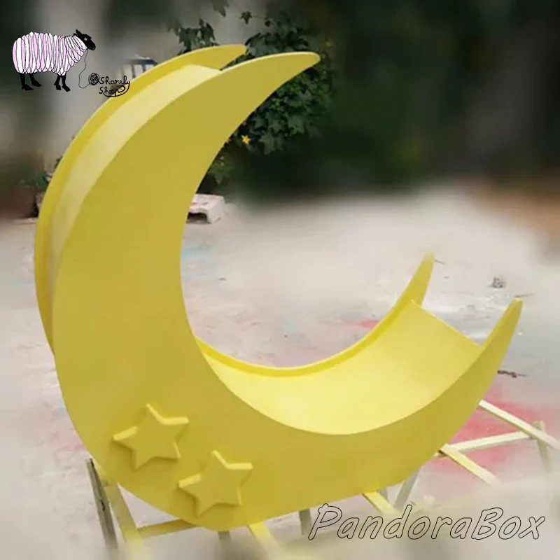 Фон для фотосъемки новорожденных с изображением луны и звезд деревянная корзина