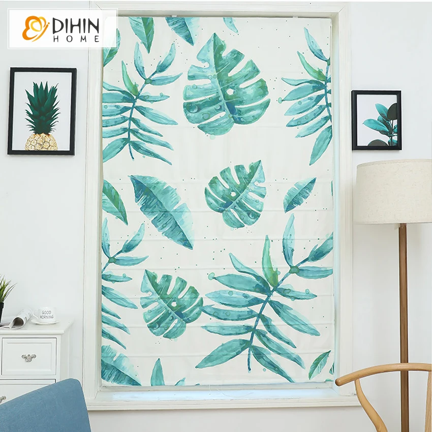 

New Arrival Printed Banana Leaf Blackout Curtain Roman Blinds Customized Size Roller Blind Free Shipping