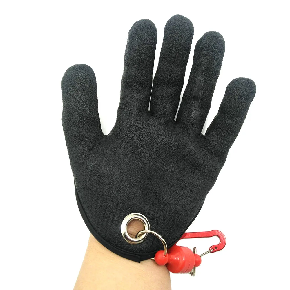 

1pc fish catching gloves left right hand fishing latex gloves anti slip waterproof magnet release fishing tools