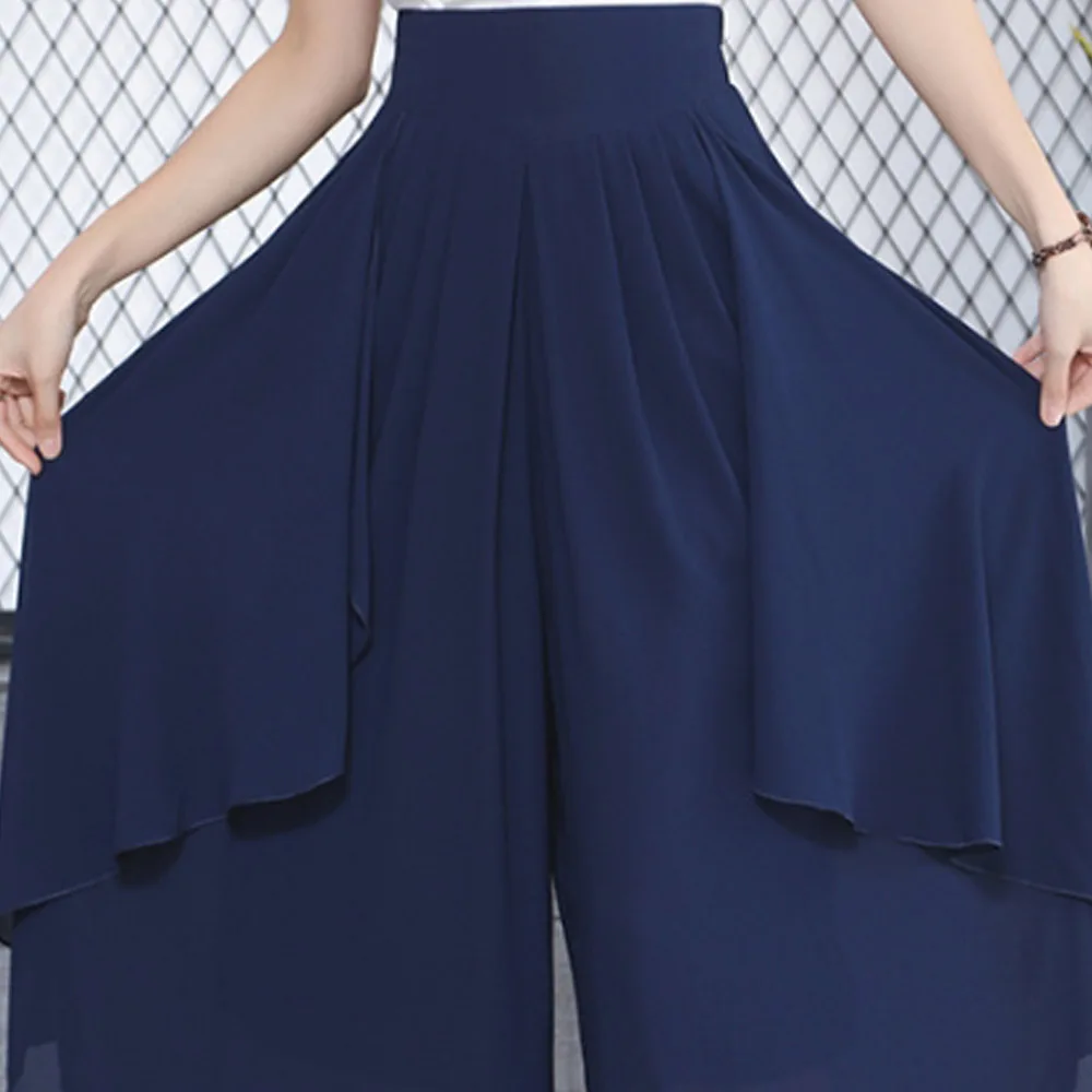 Брюки карго женские шифоновые с завышенной талией свободные пляжные штаны