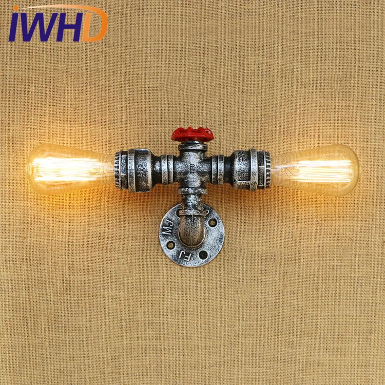 IWHD чердак стиль водопроводная труба лампа Бра В индустриальном стиле с лампой