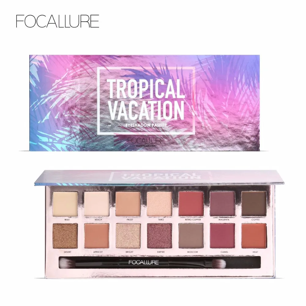Горячие FOCALLURE праздник тропический макияж Shimmer матовая палитра теней