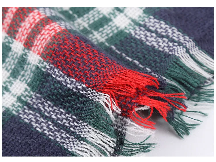 

POBING Winter Scarf Women Tartan Plaid Cashmere Square Scarves & Wraps Female Pashmina Basic Acrylic Bandana Lady Bufandas Stole
