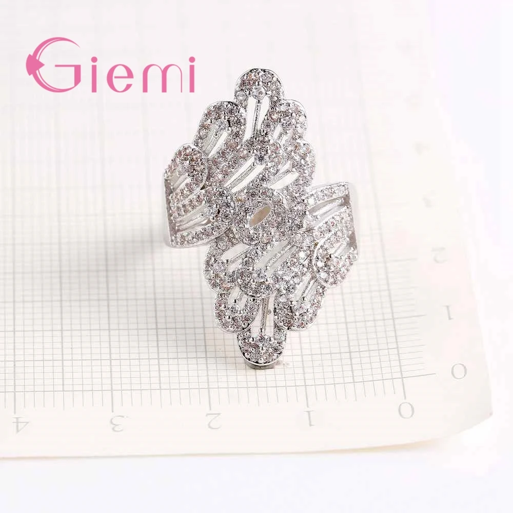 Charm AAA++ Zircon Fire CZ Rings For Women Soild 925 Sterling Silver Vintage Fashion Big Wide Bague Filled Birthstone Ring | Украшения и