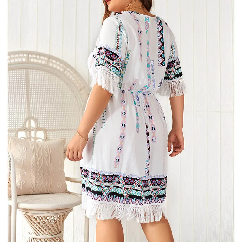 Летнее женское платье размера плюс, обхват груди 140 см, 6XL, 7XL, 8XL, 9XL, женское платье темно-белого цвета