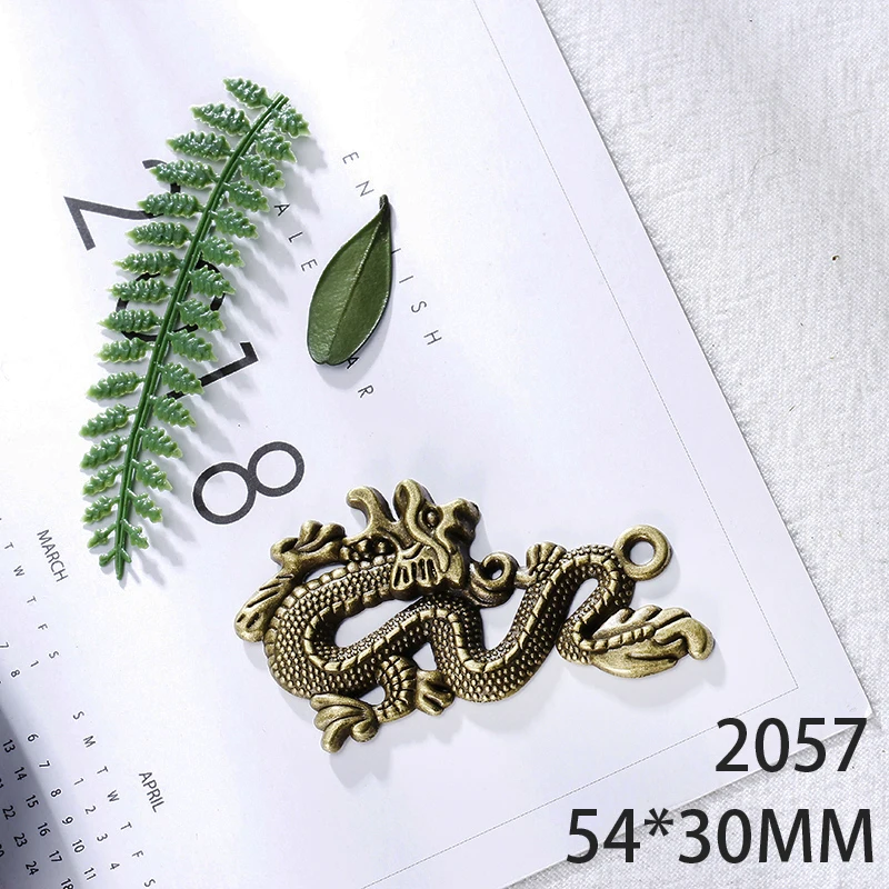 

54*30mm 3pcs dragon Alloy Pendant For Diy Jewelry Making 2 Colors Antique Silver Antique Bronze No.2057