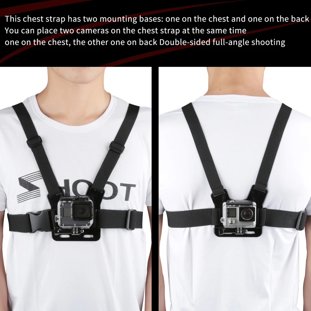 JMFOTO двухстороннее регулируемое нагрудное крепление для камеры GoPro Hero 6 5 4 3 SJCAM Xiaomi
