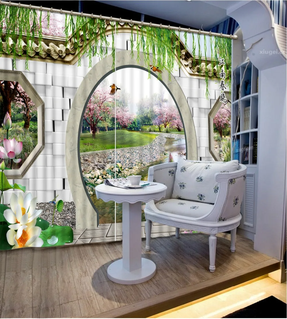 

park curtains Modern Home Decoration Blackout 3D Curtain stereoscopic door curtains