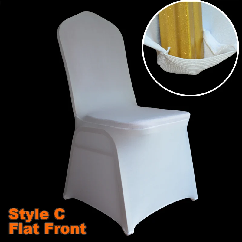 White Style C 100 шт Универсальные белые эластичные полиэфирные чехлы на стулья для свадебной вечеринки из спандекса для украшения свадебного банкета отеля - Цвет: White Style C