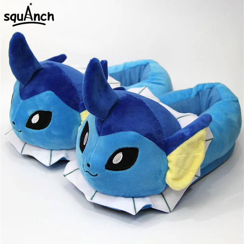 Vaporeon Kuguurumi Eevee/тапочки с героями мультфильмов; плюшевая обувь с героями мультфильмов; милые тапочки для взрослых 28 см; теплая зимняя Праздничная домашняя одежда; - Цвет: Vaporeon
