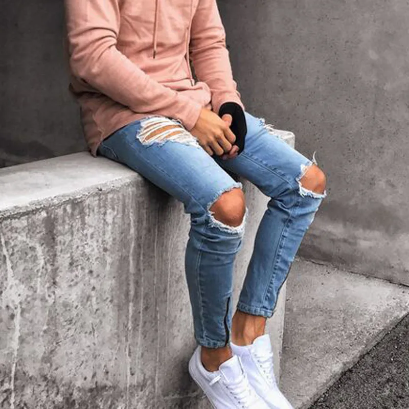 Высокая уличная мужская мода джинсы скинни мужские брендовые pantacourt homme в стиле