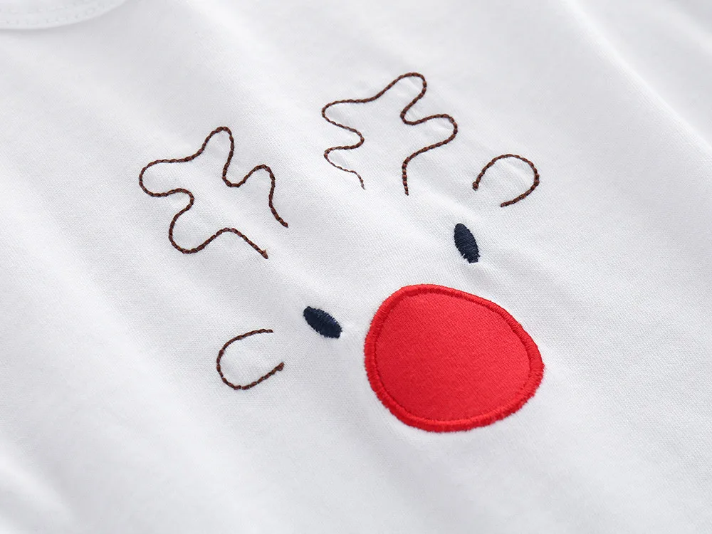 Infant Baby Clothes Set Boys Girls Cartoon Christmas XMAS Deer Romper Long Sleeve Tops+Pants 2Pcs Toddler Kids Clothing Sets