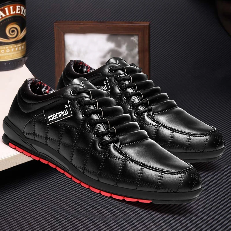 Зимняя очень теплая модная мужская повседневная обувь черного цвета с хлопковой