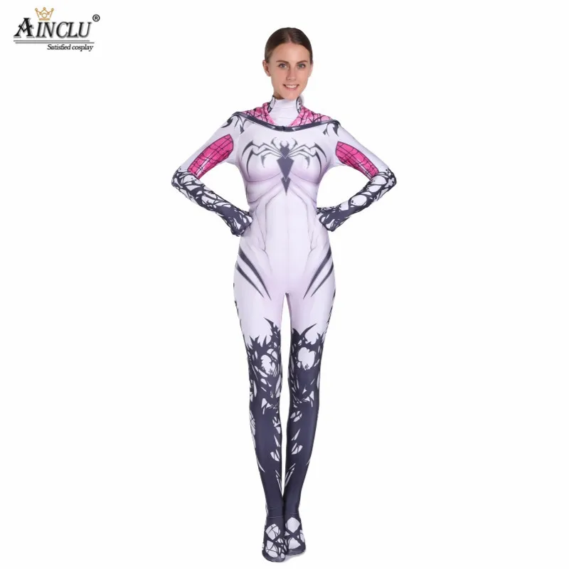 Ainclu Venom костюм паук Гвен Стэйси Человек-паук косплей костюм спандекс лайкра зентай для Хэллоуина женский паук герой костюм анти-Веном