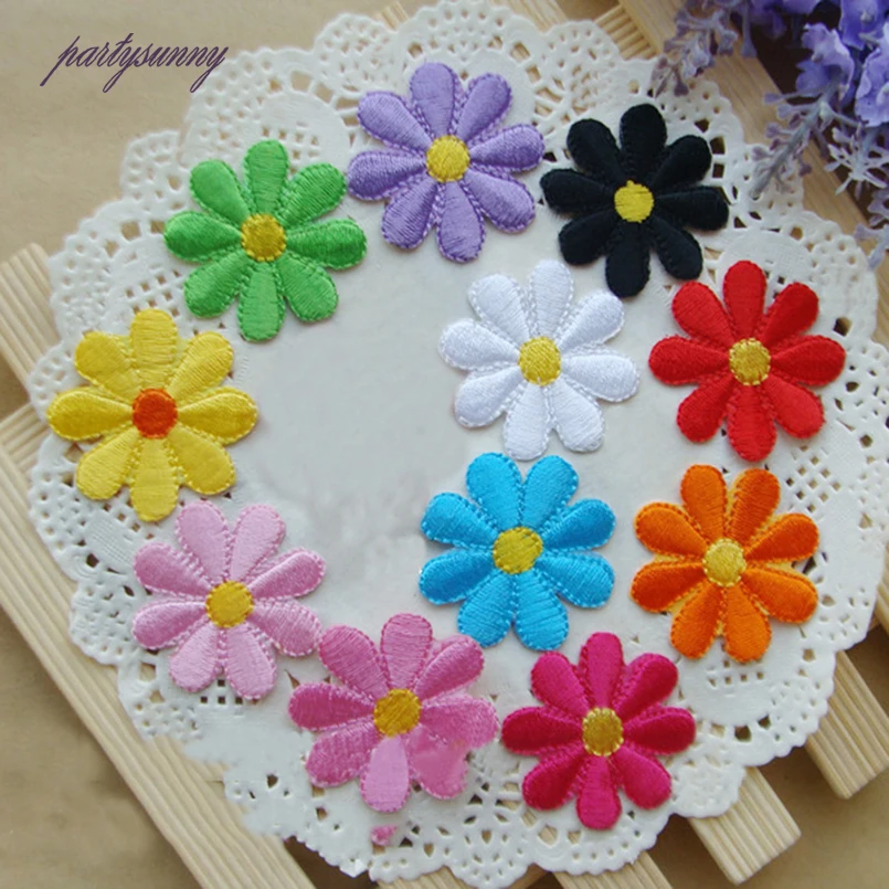 PF 11 шт./лот красочные подсолнечника Патчи DIY вышивка патч для одежды платье Утюг